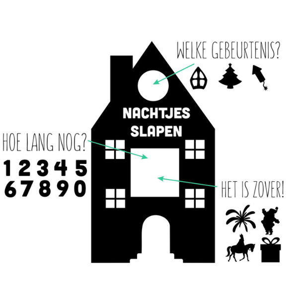 Sinterklaas Raamsticker aftelhuisje
